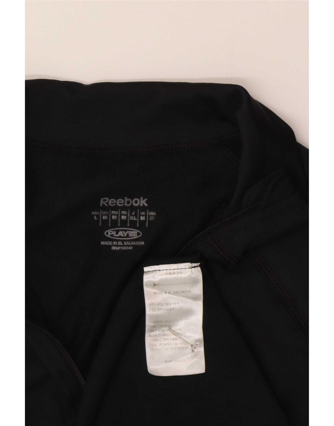 Reebok Womens Zip Neck Pullover Tracksuit Top UK 12 Medium Black Polyester