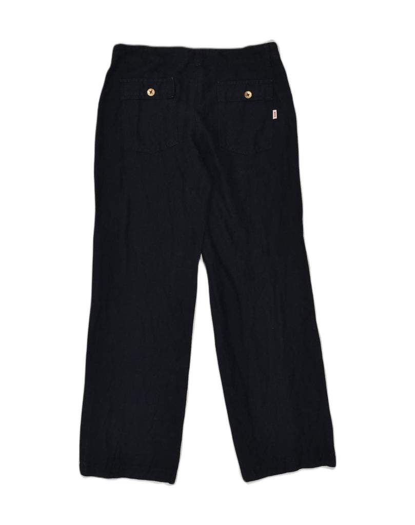 SLAM Womens Straight Chino Trousers IT 42 Medium W30 L30 Navy Blue Linen | Vintage Slam | Thrift | Second-Hand Slam | Used Clothing | Messina Hembry 