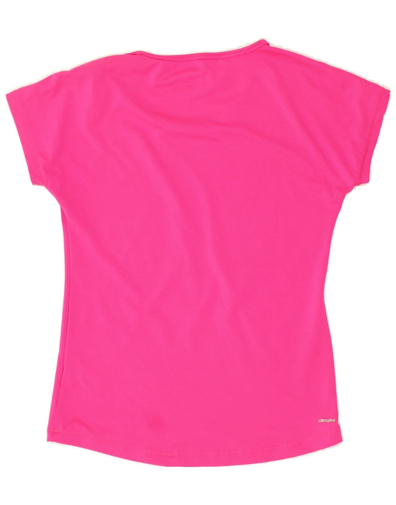 ADIDAS Girls Climalite Graphic T-Shirt Top 13-14 Years Pink Polyester Vintage Adidas and Second-Hand Adidas from Messina Hembry 