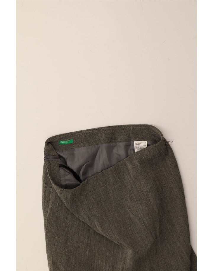 BENETTON Womens Straight Skirt IT 40 Small W30  Grey Herringbone Polyester Vintage Benetton and Second-Hand Benetton from Messina Hembry 