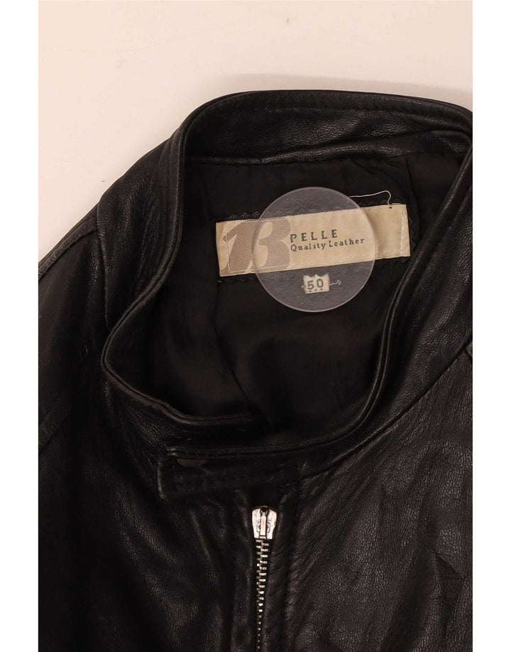 Bata Mens Bomber Leather Jacket IT 50 Medium Black