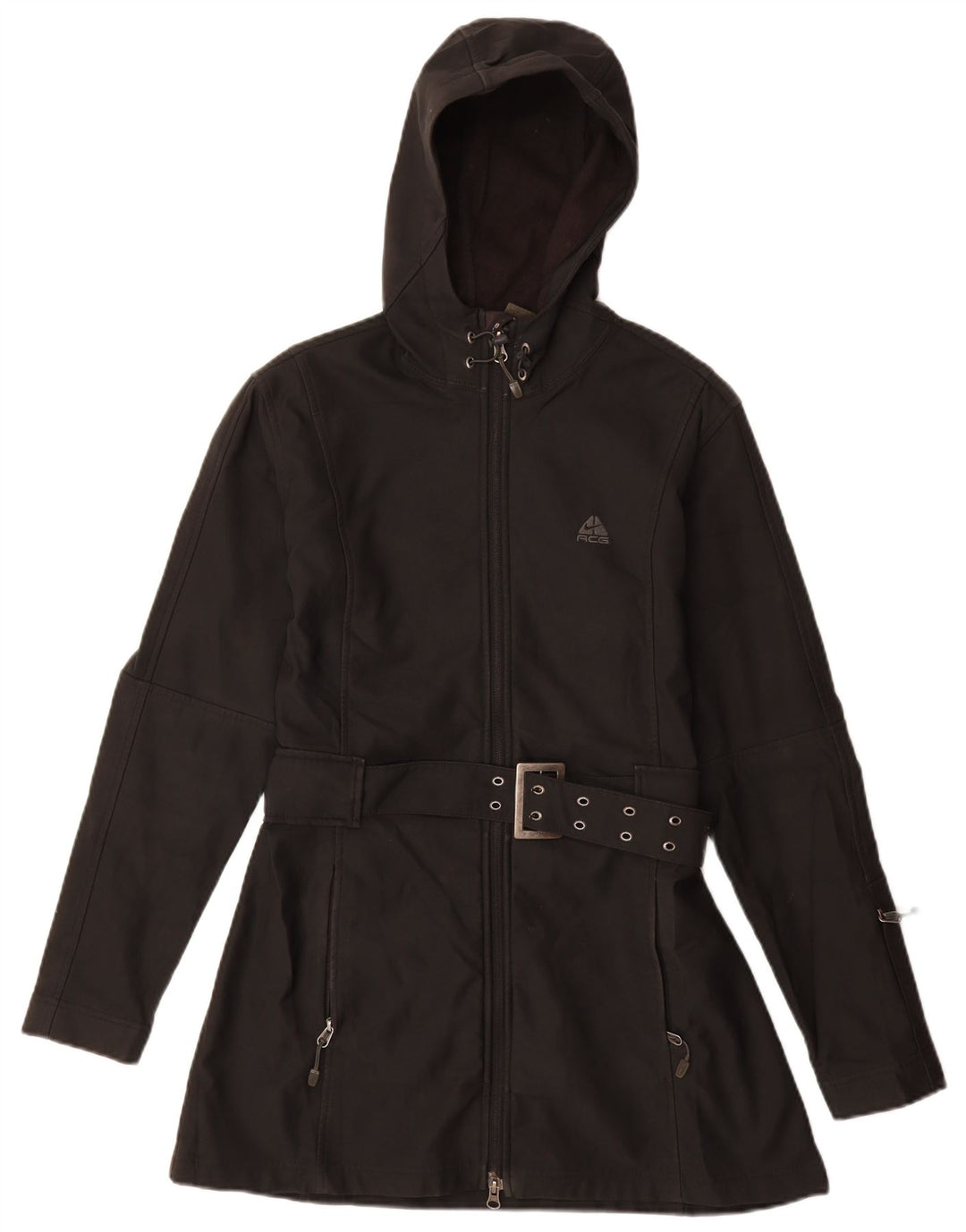 NIKE Womens Hooded Windbreaker Jacket UK 12 Medium Black Polyester