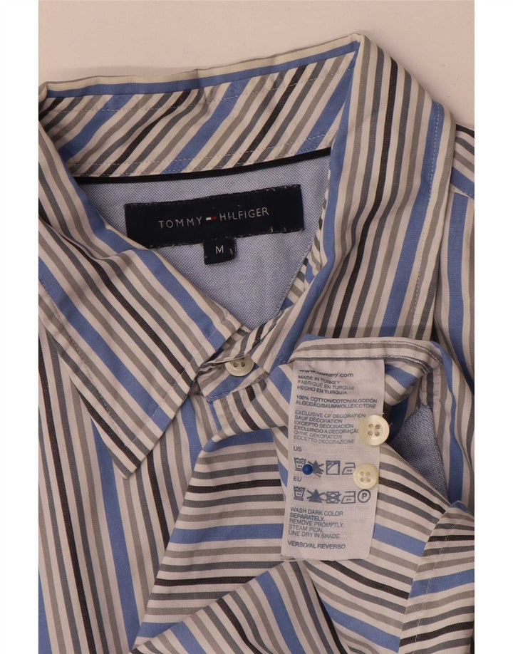 Tommy Hilfiger Mens Shirt Medium Blue Pinstripe Cotton