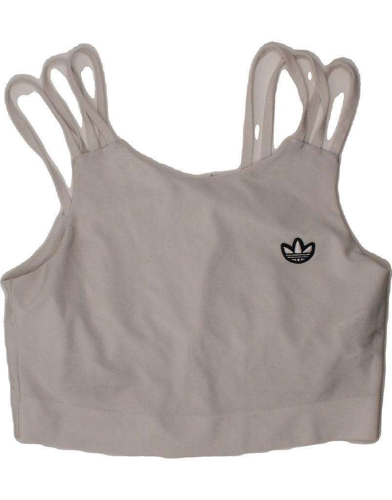 ADIDAS Womens Sport Bra Top UK 10 Small White Polyester Vintage Adidas and Second-Hand Adidas from Messina Hembry 