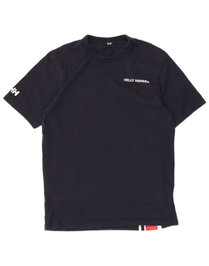 Helly Hansen Mens Graphic T-Shirt Top Small Navy Blue Colourblock Cotton