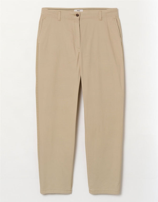 Marks & Spencer Womens Straight Chino Trousers UK 16 Large W36 L28 Beige