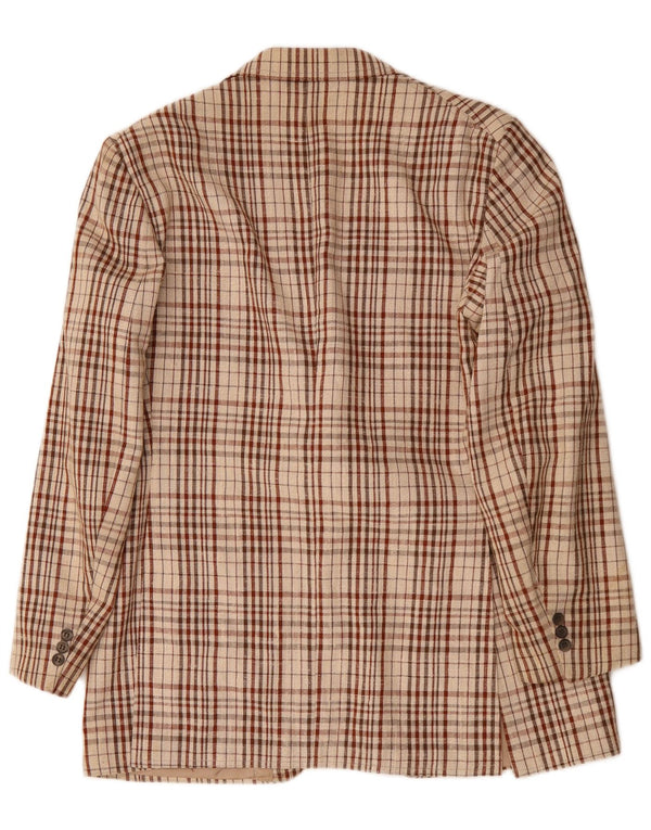Vintage Mens 2 Button Blazer Jacket UK 38 Medium Beige Check
