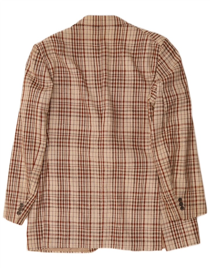 Vintage Mens 2 Button Blazer Jacket UK 38 Medium Beige Check