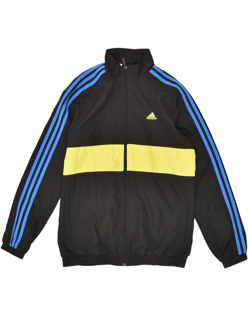 ADIDAS Boys Tracksuit Top Jacket 14-15 Years Black Colourblock Polyester Vintage Adidas and Second-Hand Adidas from Messina Hembry 