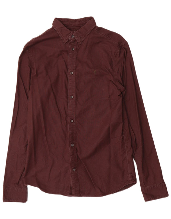 All Saints Mens Shirt XS Maroon Cotton