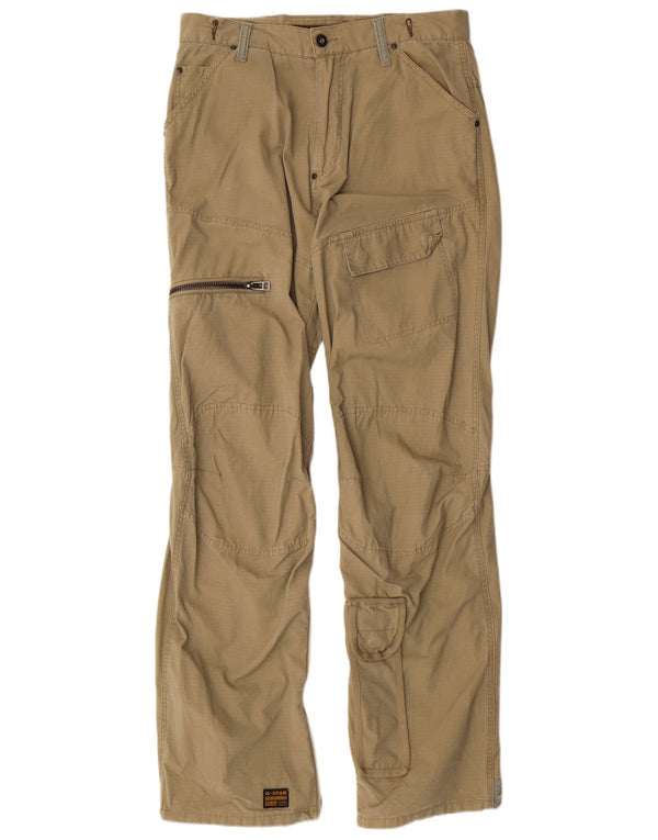 G-STAR Mens Straight Cargo Trousers W31 L34 Khaki Cotton