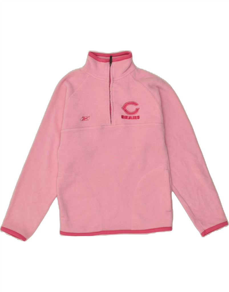 REEBOK Girls Zip Neck Fleece Jumper 10-11 Years Medium Pink Polyester | Vintage Reebok | Thrift | Second-Hand Reebok | Used Clothing | Messina Hembry 