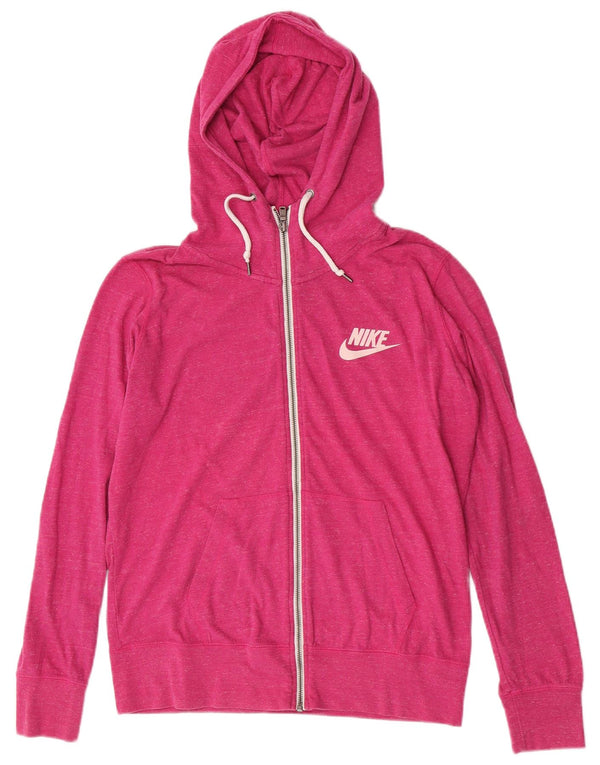 Nike Womens Zip Hoodie Sweater UK 18 XL Pink Cotton