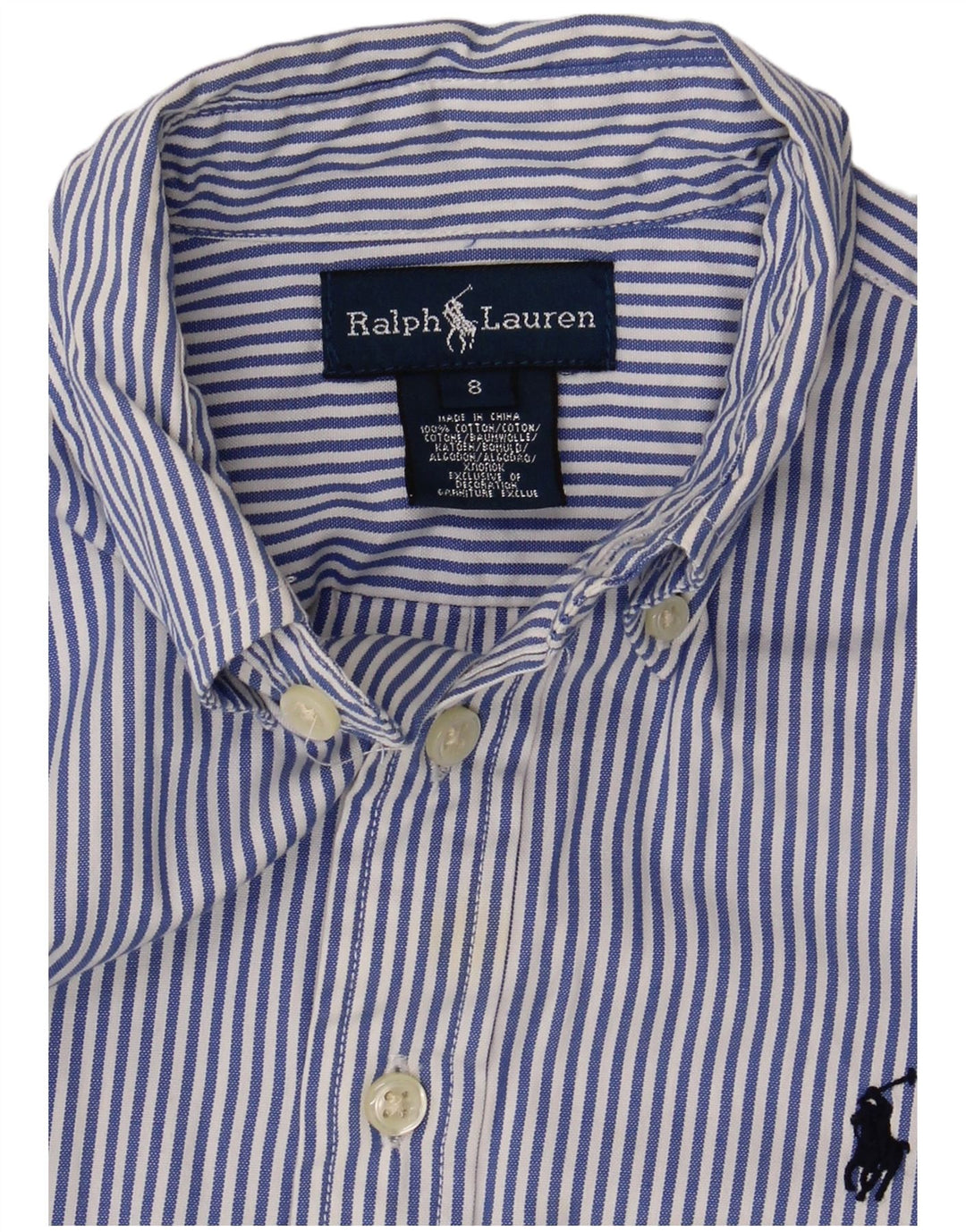 Ralph Lauren Boys Shirt 7-8 Years Blue Striped Cotton