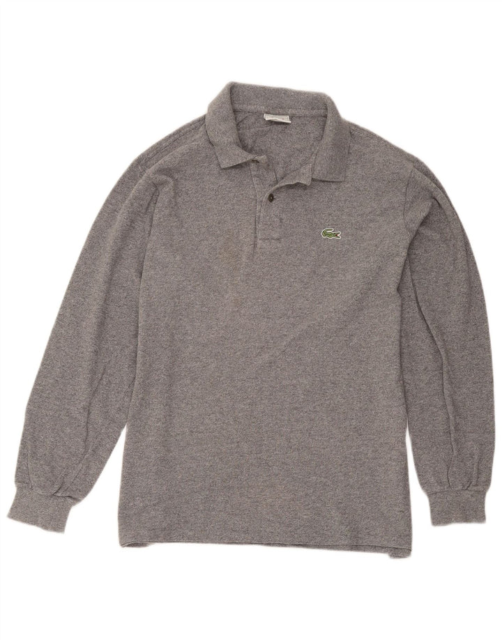 Lacoste Mens Long Sleeve Polo Shirt Size 4 Medium Grey Cotton
