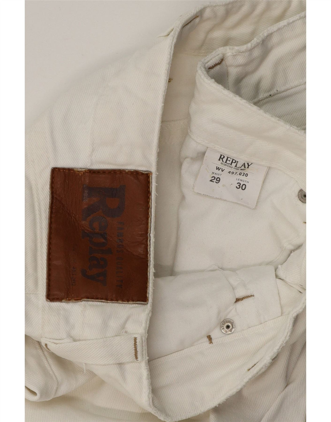 REPLAY Womens Straight Jeans W29 L30  White Cotton