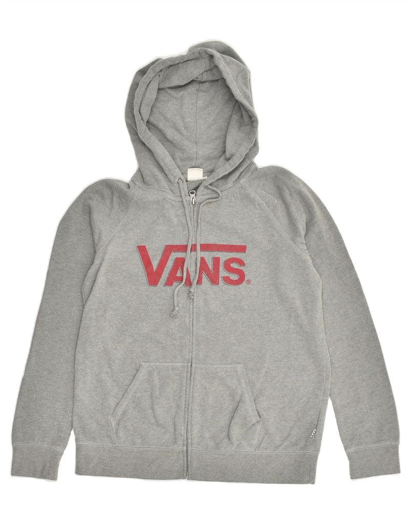 VANS Womens Graphic Zip Hoodie Sweater UK 10 Small Grey Cotton | Vintage Vans | Thrift | Second-Hand Vans | Used Clothing | Messina Hembry 