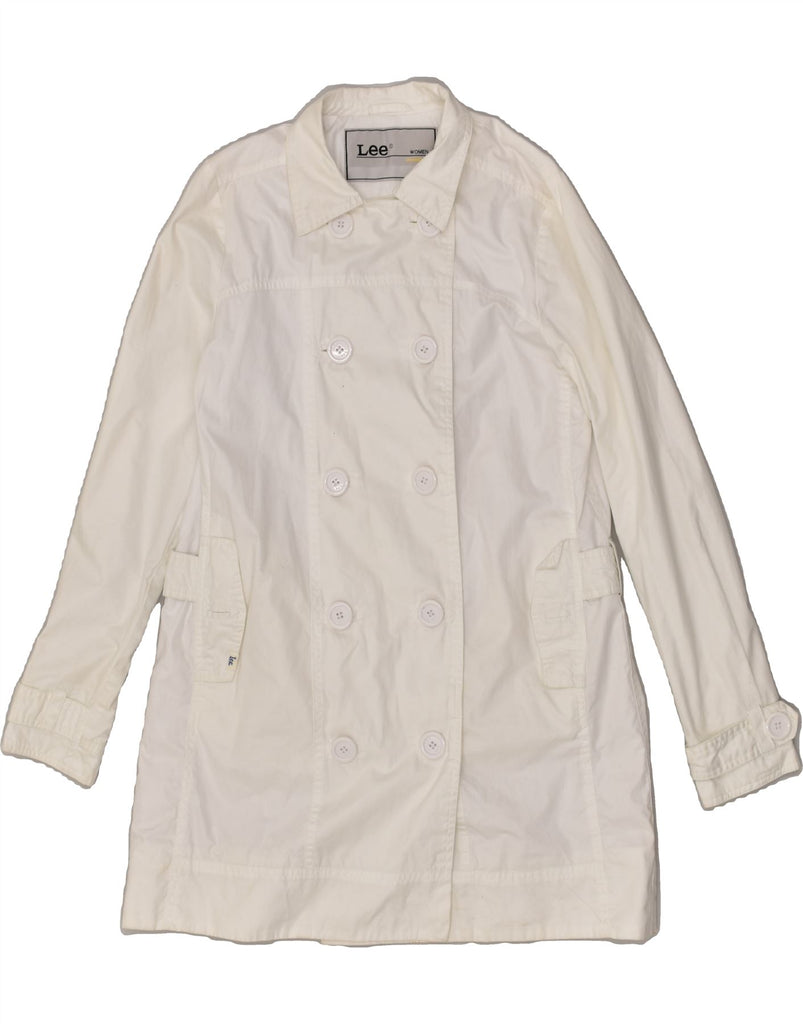 LEE Womens Trench Coat UK 14 Medium White Cotton | Vintage Lee | Thrift | Second-Hand Lee | Used Clothing | Messina Hembry 