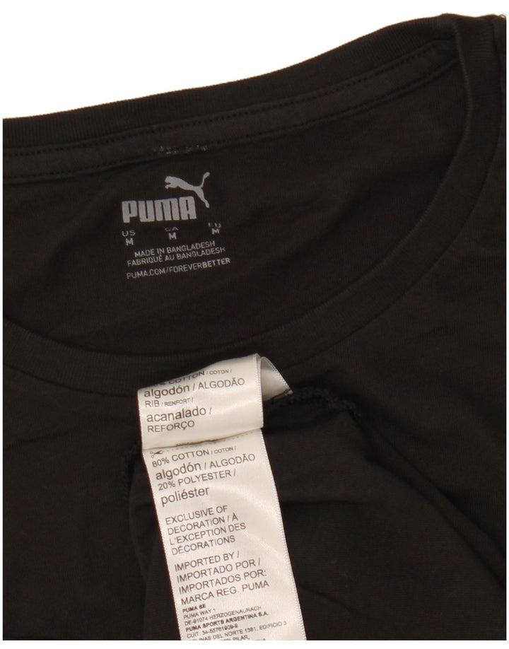 Puma Mens T-Shirt Top Medium Black Cotton