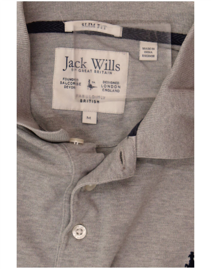 JACK WILLS Mens Slim Fit Polo Shirt Medium Grey