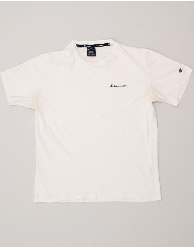 CHAMPION Mens T-Shirt Top Large White | Vintage Champion | Thrift | Second-Hand Champion | Used Clothing | Messina Hembry 