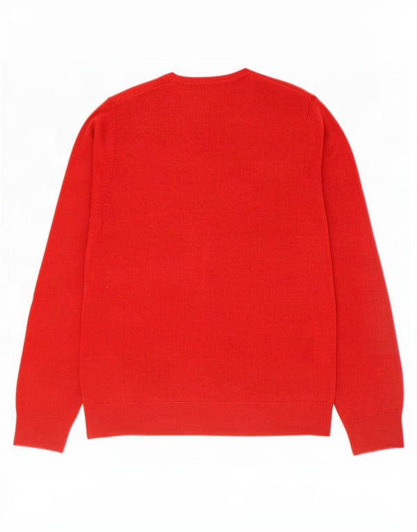 Marks & Spencer Mens Blue Harbour V-Neck Jumper Sweater Small Red Acrylic
