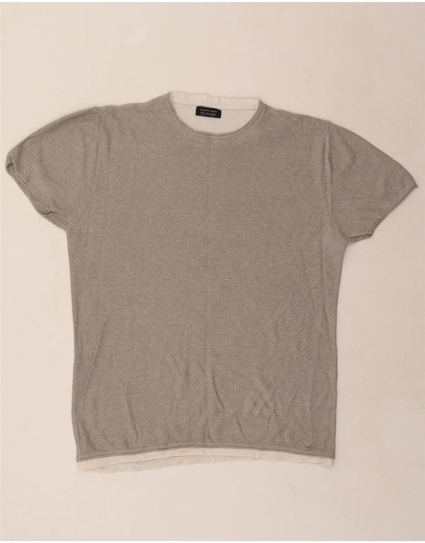 ZARA Mens T-Shirt Top Large Grey