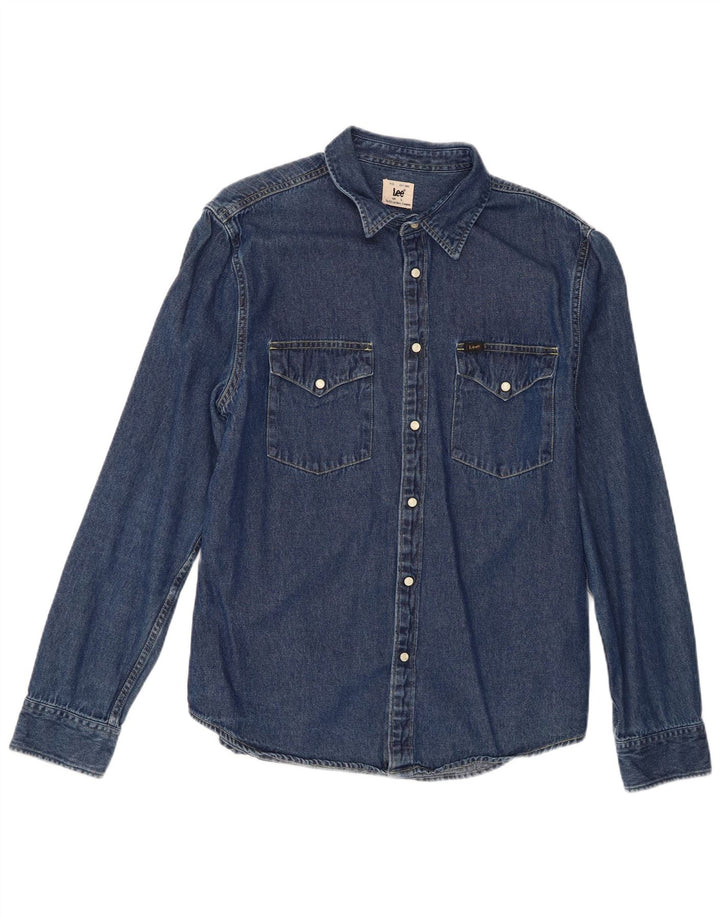 Lee Mens Denim Shirt Large Blue Cotton