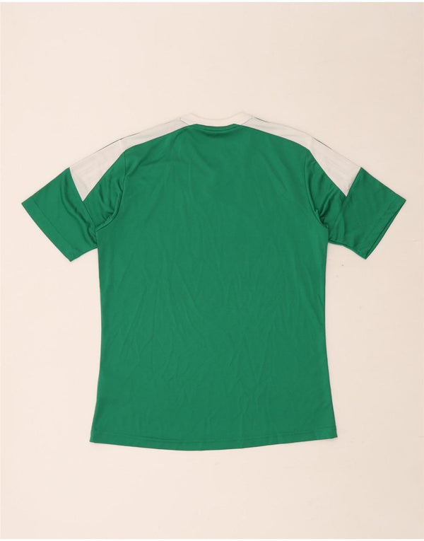 ADIDAS Boys Climacool T-Shirt Top 13-14 Years XL Green Colourblock
