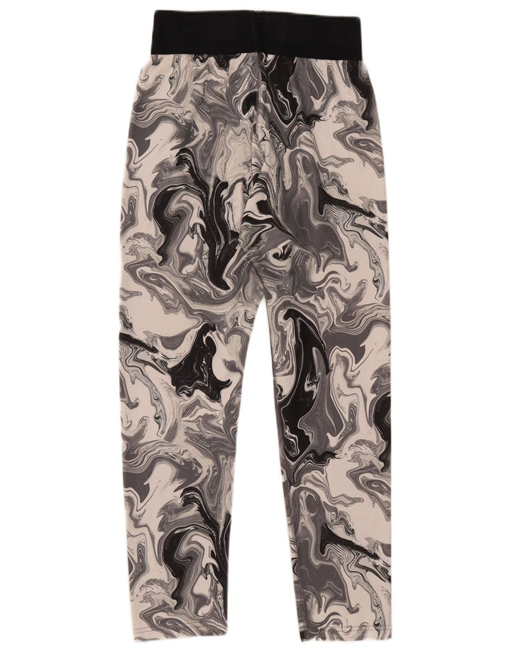 Nike Womens Abstract Pattern Leggings UK 12 Medium  Grey Cotton