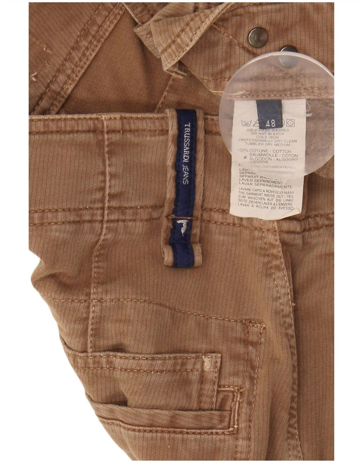 TRUSSARDI Mens Straight Chino Trousers W36 L33 Brown Cotton