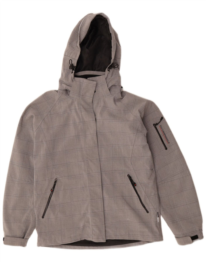F.LLI Campagnolo Womens Hooded Rain Jacket UK 14 Medium Grey Check