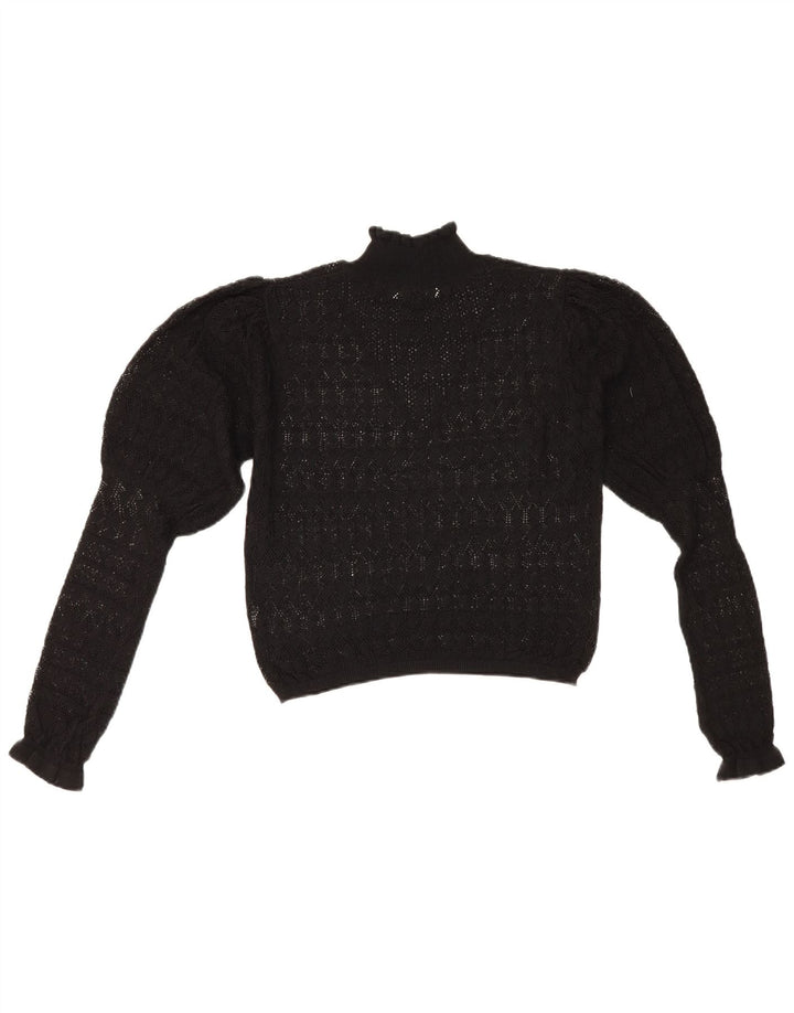Zara Womens See Through Turtle Neck Jumper Sweater UK 12 Medium Black