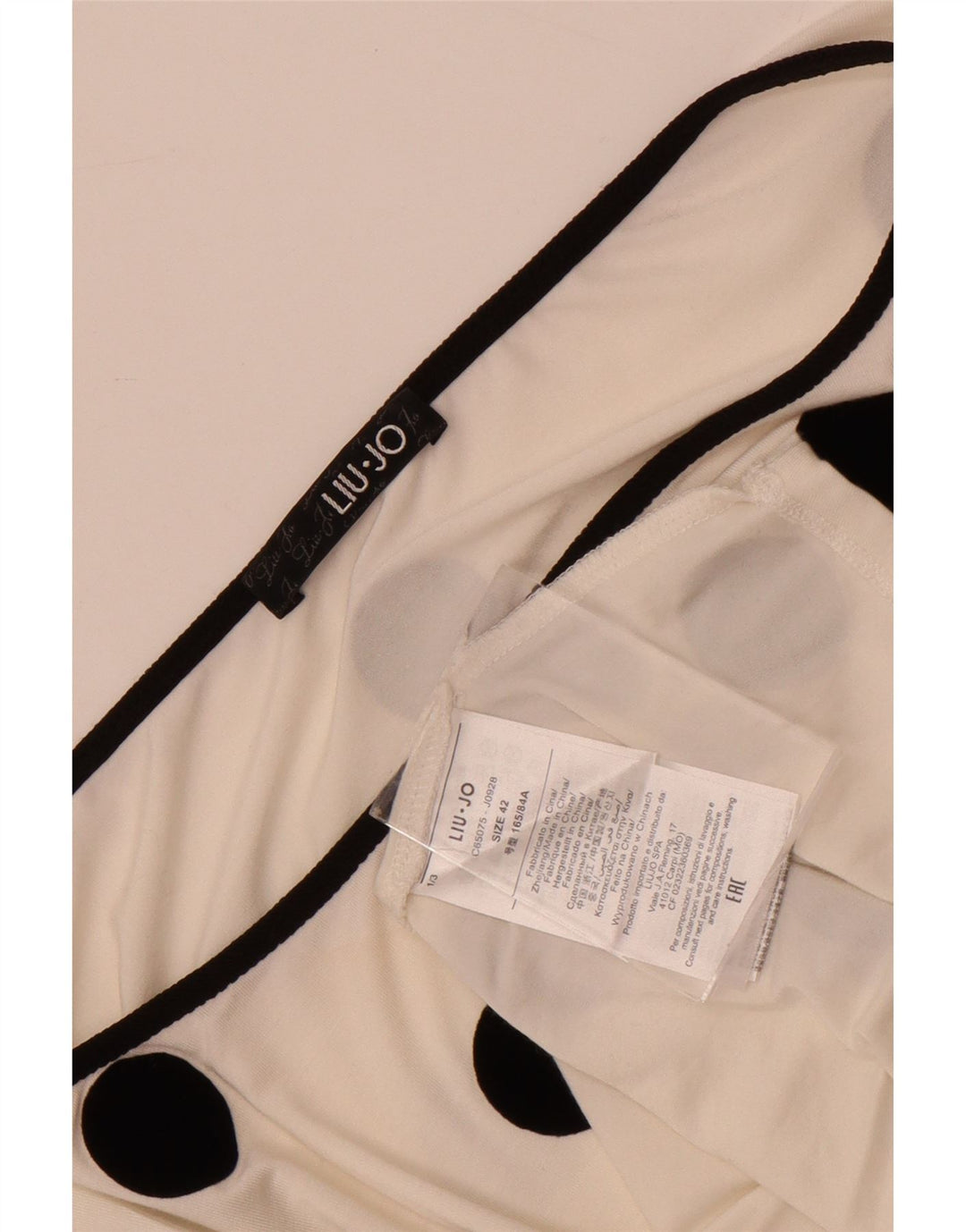 Liu Jo Womens Long Sleeve One Shoulder Top IT 42 Medium White Polka Dot