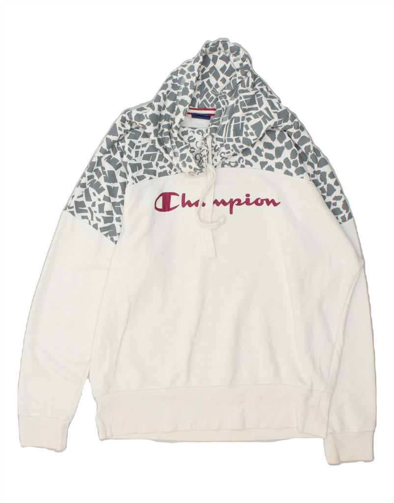 CHAMPION Womens Oversized Graphic Sweatshirt Jumper UK 18 XL White | Vintage Champion | Thrift | Second-Hand Champion | Used Clothing | Messina Hembry 