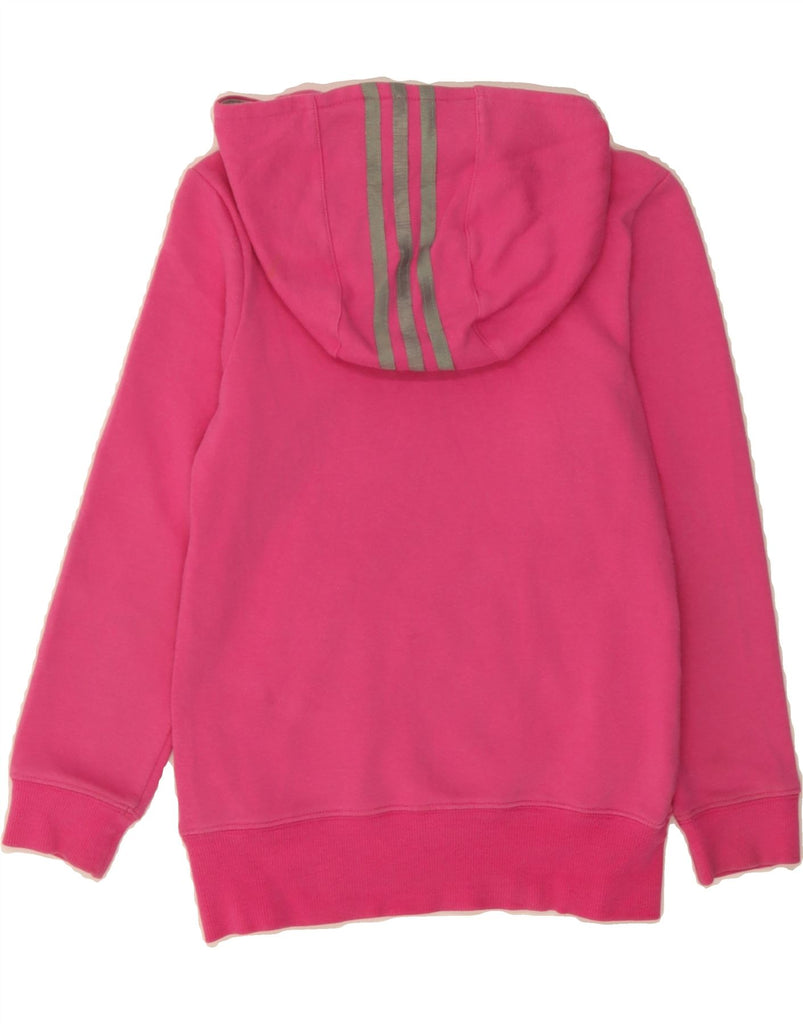 ADIDAS Girls Graphic Hoodie Jumper 7-8 Years Pink Cotton Vintage Adidas and Second-Hand Adidas from Messina Hembry 
