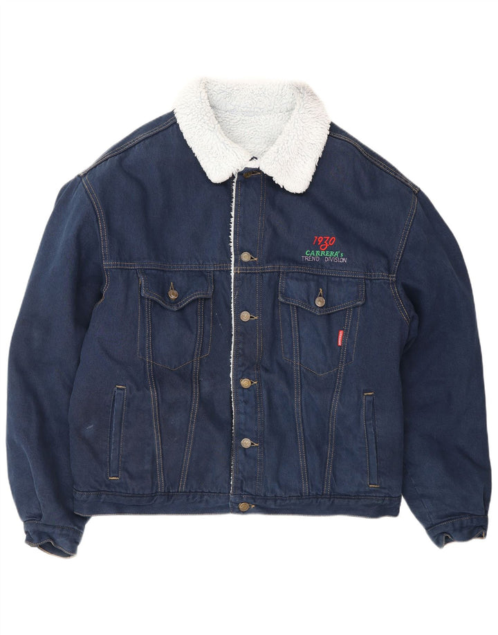 CARRERA Mens Sherpa Denim Jacket UK 42 XL Blue