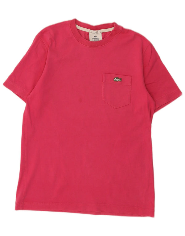 Lacoste Womens T-Shirt Top UK 4 XS Pink Cotton