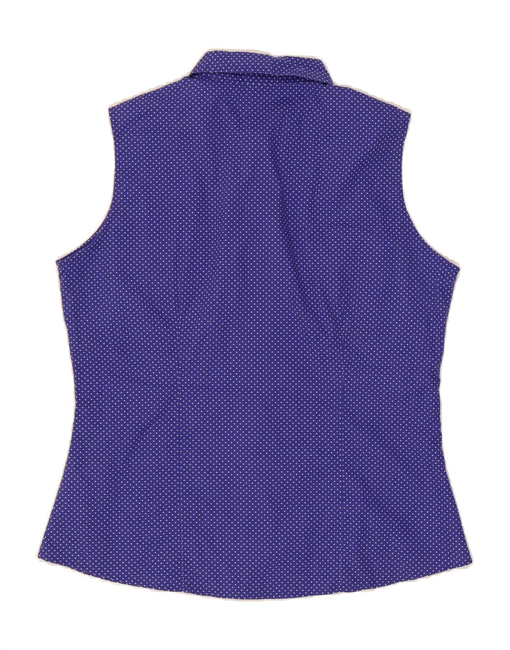 LEE Womens Riders Sleeveless Shirt Blouse UK 14 Medium Navy Blue Spotted Vintage Lee and Second-Hand Lee from Messina Hembry 