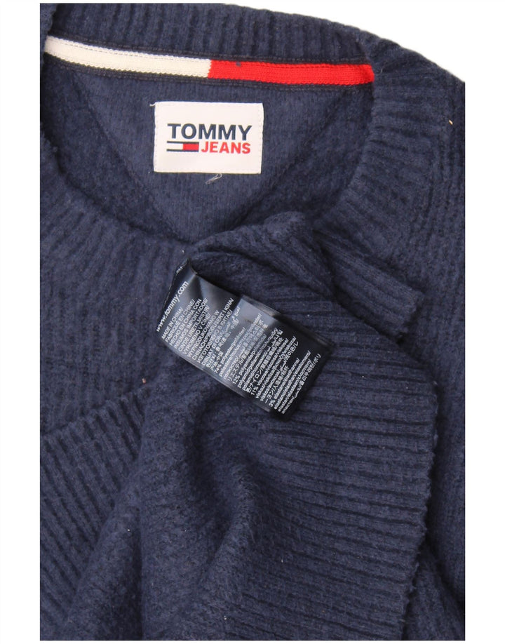 Tommy Hilfiger Mens Crew Neck Jumper Sweater Large Navy Blue Polyester