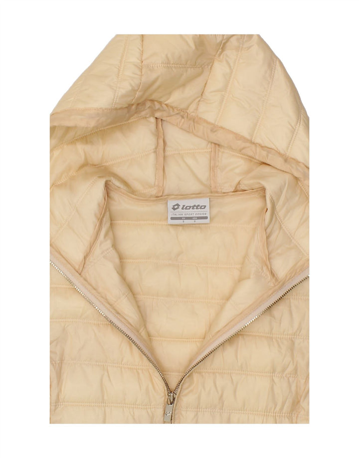 LOTTO Womens Hooded Padded Jacket UK 10 Small Beige Polyester Vintage Lotto and Second-Hand Lotto from Messina Hembry 