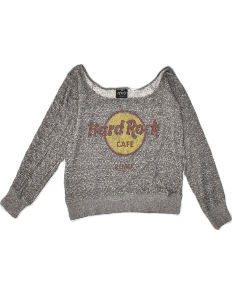 HARD ROCK Womens Graphic Sweatshirt Jumper UK 6 XS Grey Cotton | Vintage Hard Rock | Thrift | Second-Hand Hard Rock | Used Clothing | Messina Hembry 