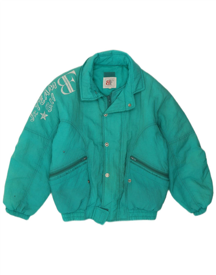 Belfe Girls Oversized Graphic Ski Jacket 10-11 Years Green Polyamide 80s