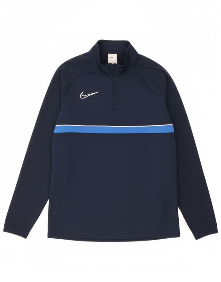 Nike Mens Dri Fit Pullover Tracksuit Top Small Navy Blue Colourblock