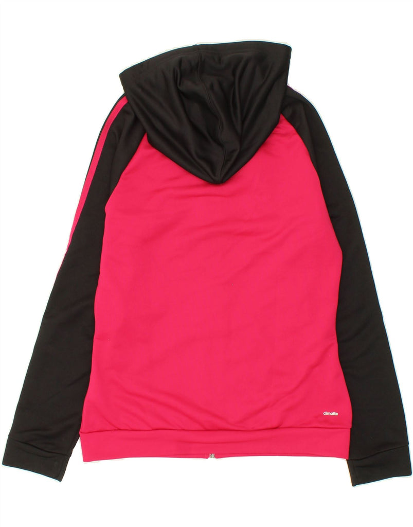 ADIDAS Womens Zip Hoodie Sweater UK 12/14 Medium Pink Colourblock | Vintage Adidas | Thrift | Second-Hand Adidas | Used Clothing | Messina Hembry 