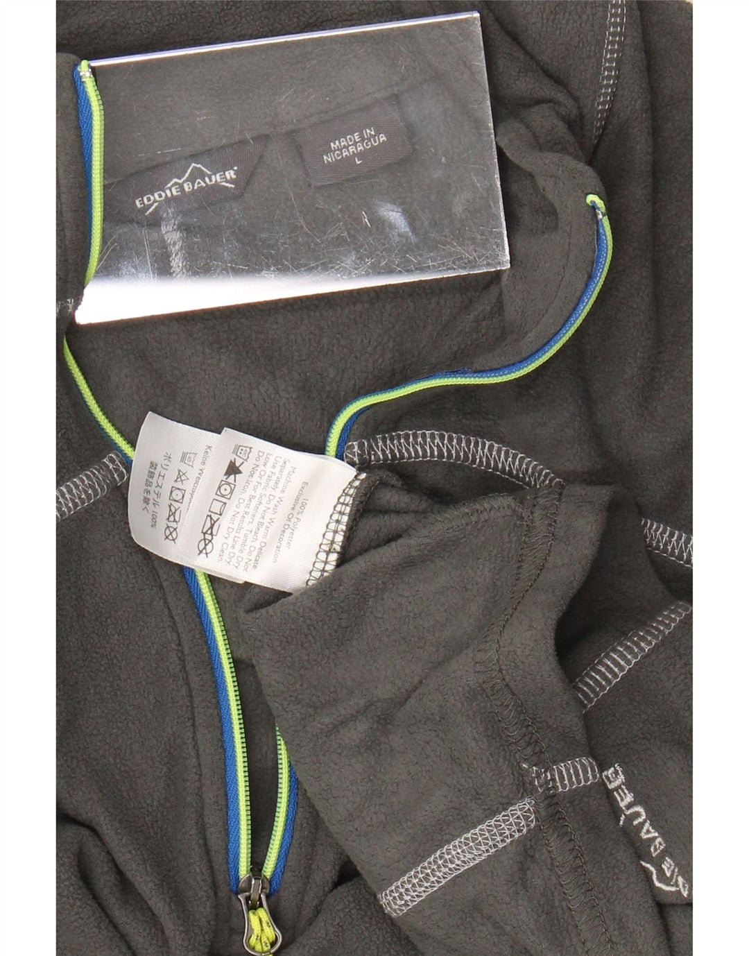 EDDIE BAUER Womens Zip Neck Fleece Jumper UK 16 Large Grey Polyester