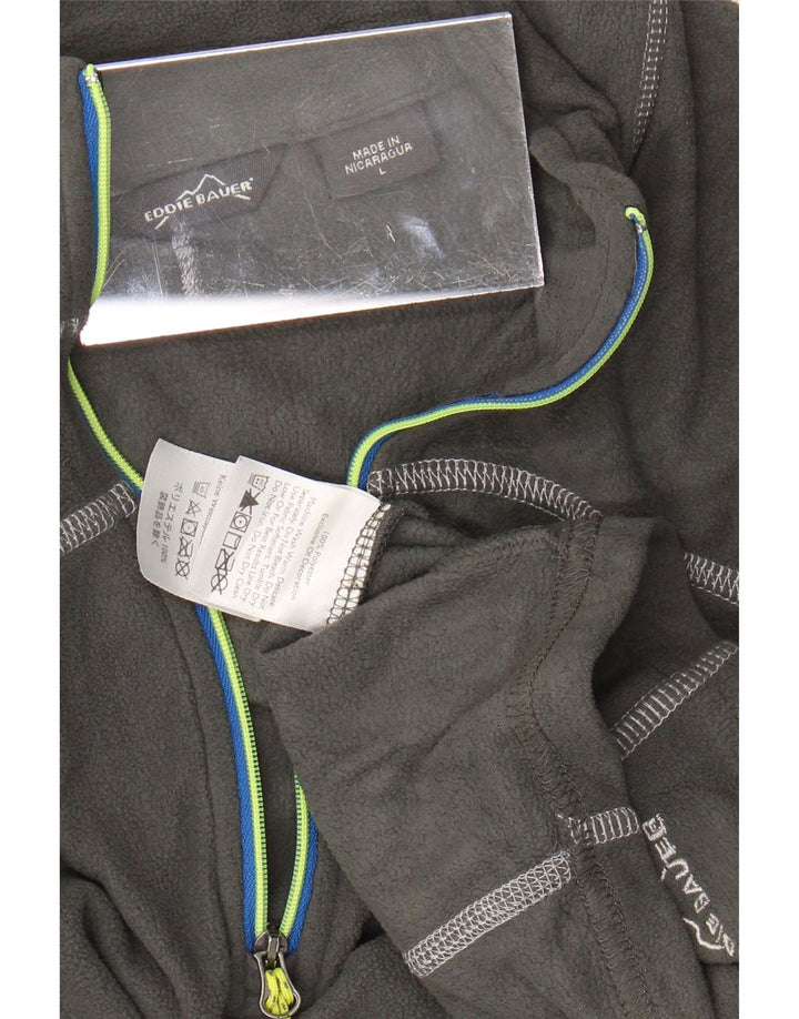 EDDIE BAUER Womens Zip Neck Fleece Jumper UK 16 Large Grey Polyester