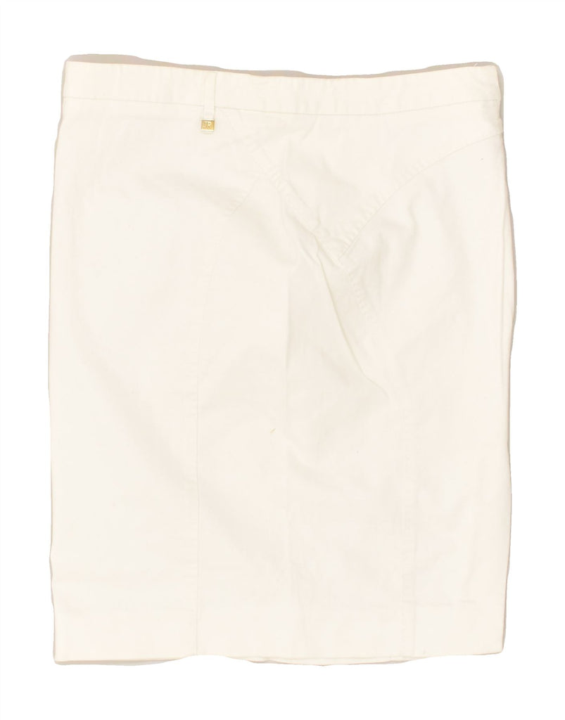RICHMOND Womens Straight Skirt IT 42 Medium W28 White Cotton | Vintage Richmond | Thrift | Second-Hand Richmond | Used Clothing | Messina Hembry 