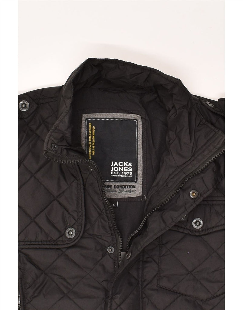 JACK & JONES Mens Military Quilted Jacket UK 40 Large Black Nylon | Vintage Jack & Jones | Thrift | Second-Hand Jack & Jones | Used Clothing | Messina Hembry 