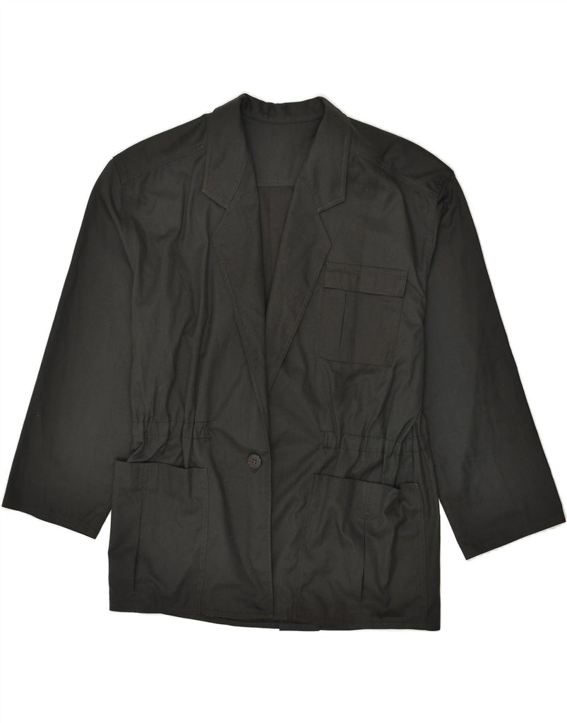 VINTAGE Womens 3/4 Sleeve 1 Button Blazer Jacket UK 18 XL Black | Vintage Vintage | Thrift | Second-Hand Vintage | Used Clothing | Messina Hembry 